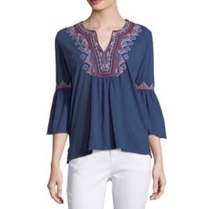 Johnny Was Willow Embroidered Bell Sleeve Top